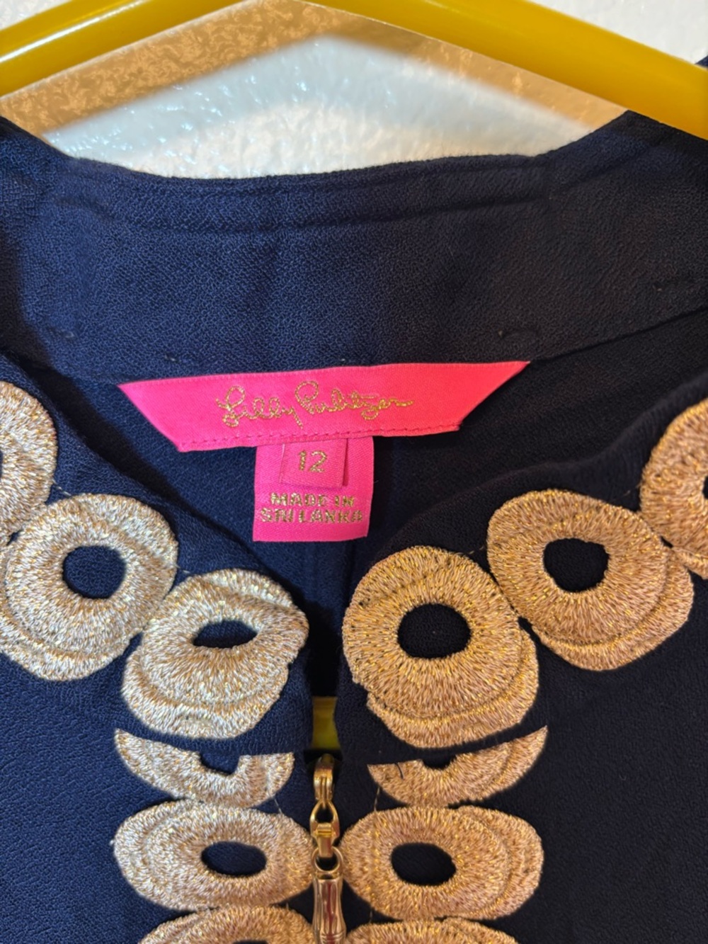 Lilly Pulitzer Navy Dress with Gold Embroidered Trim - Picture 3 of 6